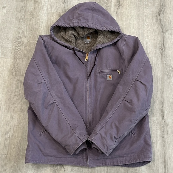Carhartt Sherpa Lined Sandstone Duck Jacket Coat WJ141 Womens XL Lilac Workwear - Picture 5 of 15